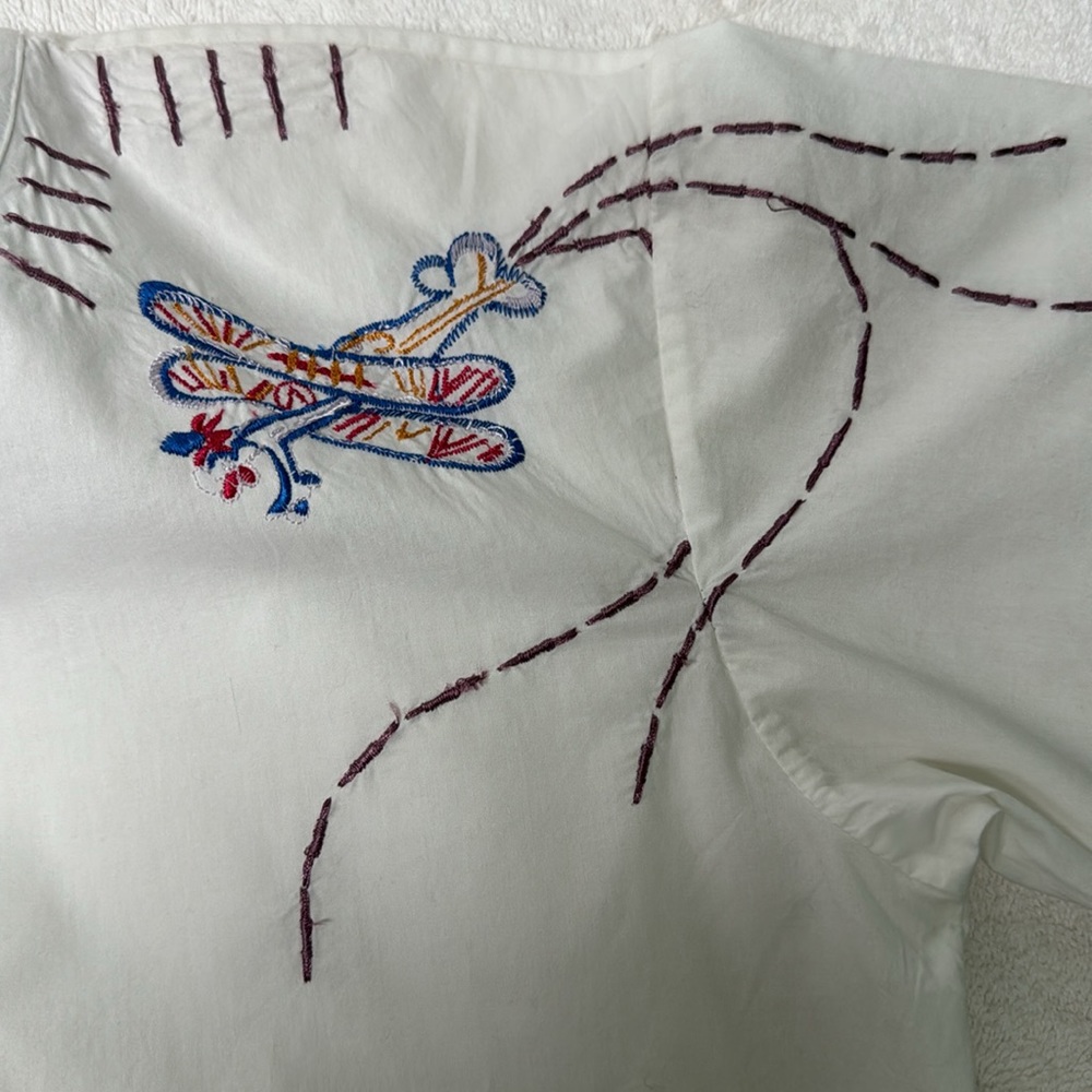 HOLDING HORSES White Embroidered Peasant Blouse with Gray Trim - Picture 11 of 16